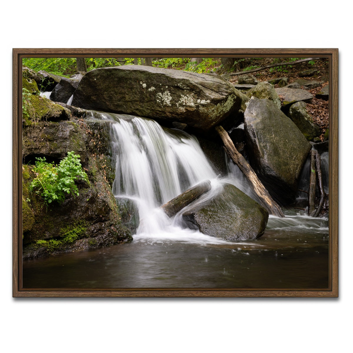 AUTO-MOCKUP WHITE | Waterfall Portrait | 1 Piece | Walnut Framed Canvas | group=4x3