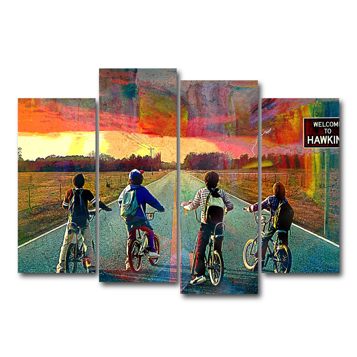 AUTO-MOCKUP WHITE | Welcome to Hawkins | 4 Piece | Gallery Wrap Canvas | group=4_normal