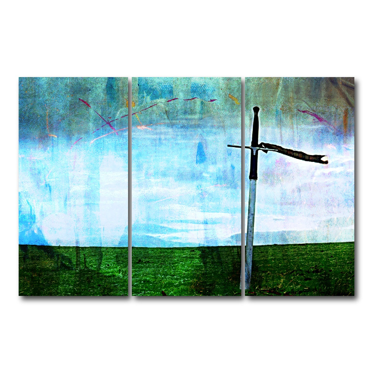 AUTO-MOCKUP WHITE | William Wallace's Sword | 3 Piece | Gallery Wrap Canvas | group=12x24