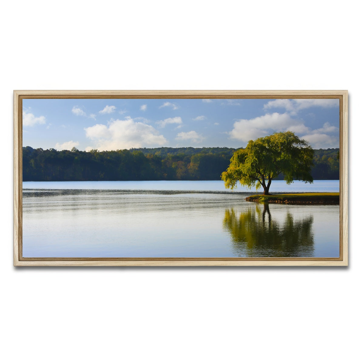AUTO-MOCKUP WHITE | Willow tree on the Tennessee River | 1 Piece | Natural Framed Canvas | group=2x1