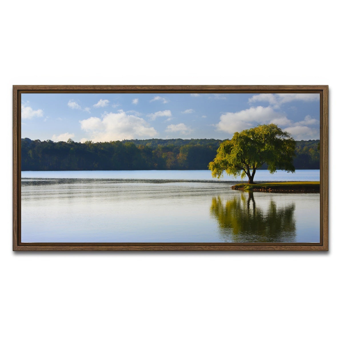 AUTO-MOCKUP WHITE | Willow tree on the Tennessee River | 1 Piece | Walnut Framed Canvas | group=2x1