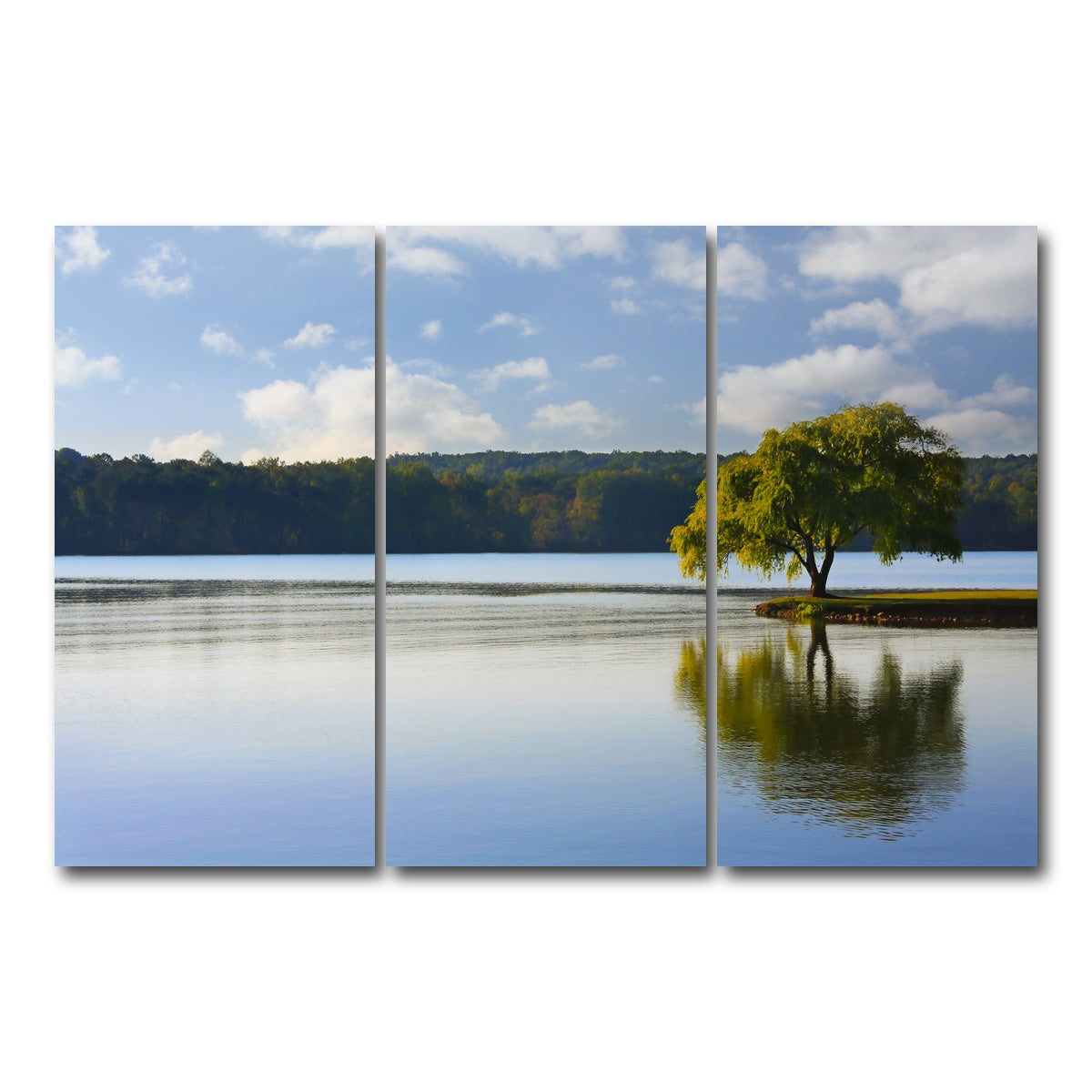AUTO-MOCKUP WHITE | Willow tree on the Tennessee River | 3 Piece | Gallery Wrap Canvas | group=12x24