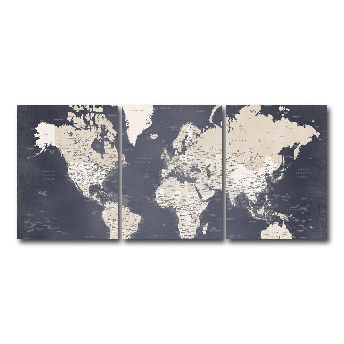AUTO-MOCKUP WHITE | World Map 28 | 3 Piece | Gallery Wrap Canvas | group=18x24