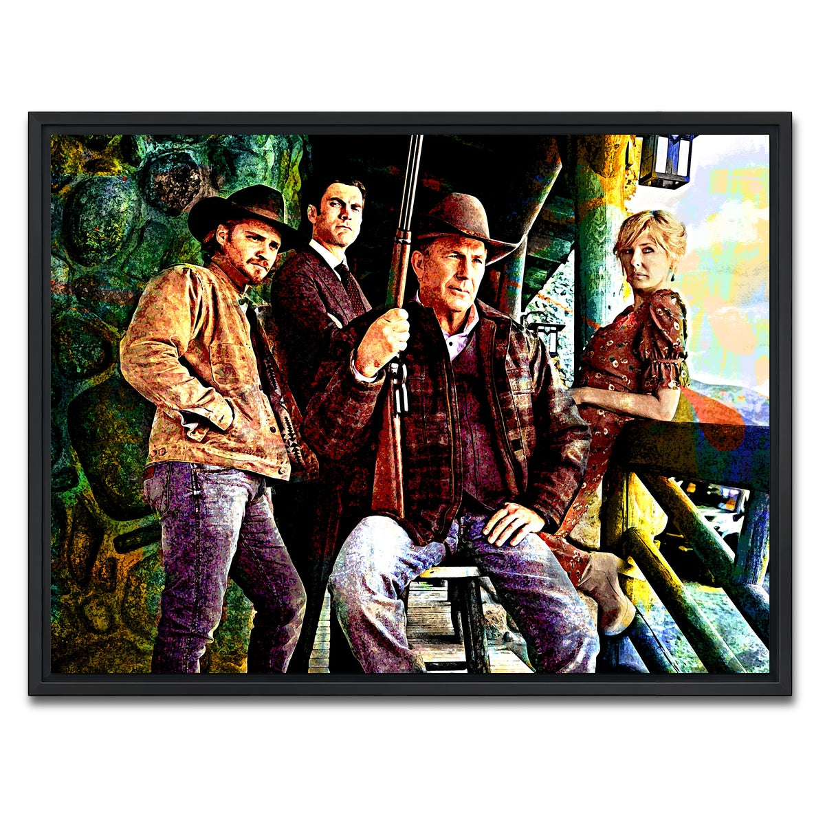 AUTO-MOCKUP WHITE | Yellowstone - Dutton Family | 1 Piece | Black Framed Canvas | group=4x3