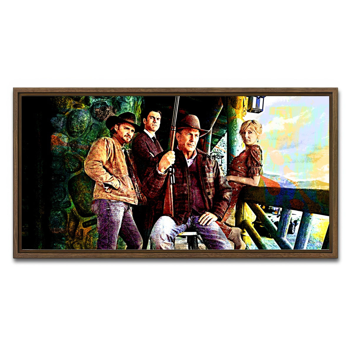 AUTO-MOCKUP WHITE | Yellowstone - Dutton Family | 1 Piece | Walnut Framed Canvas | group=2x1