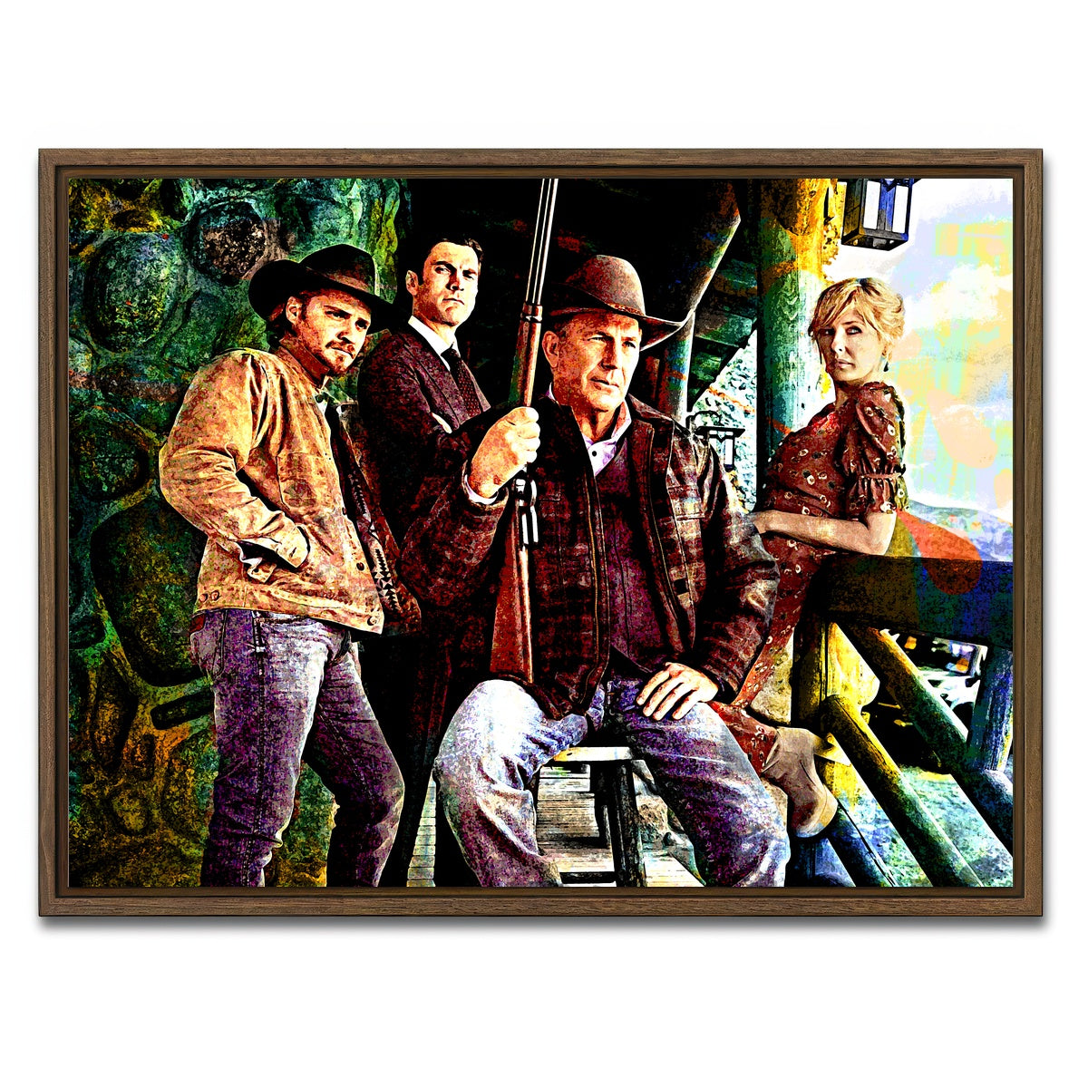 AUTO-MOCKUP WHITE | Yellowstone - Dutton Family | 1 Piece | Walnut Framed Canvas | group=4x3