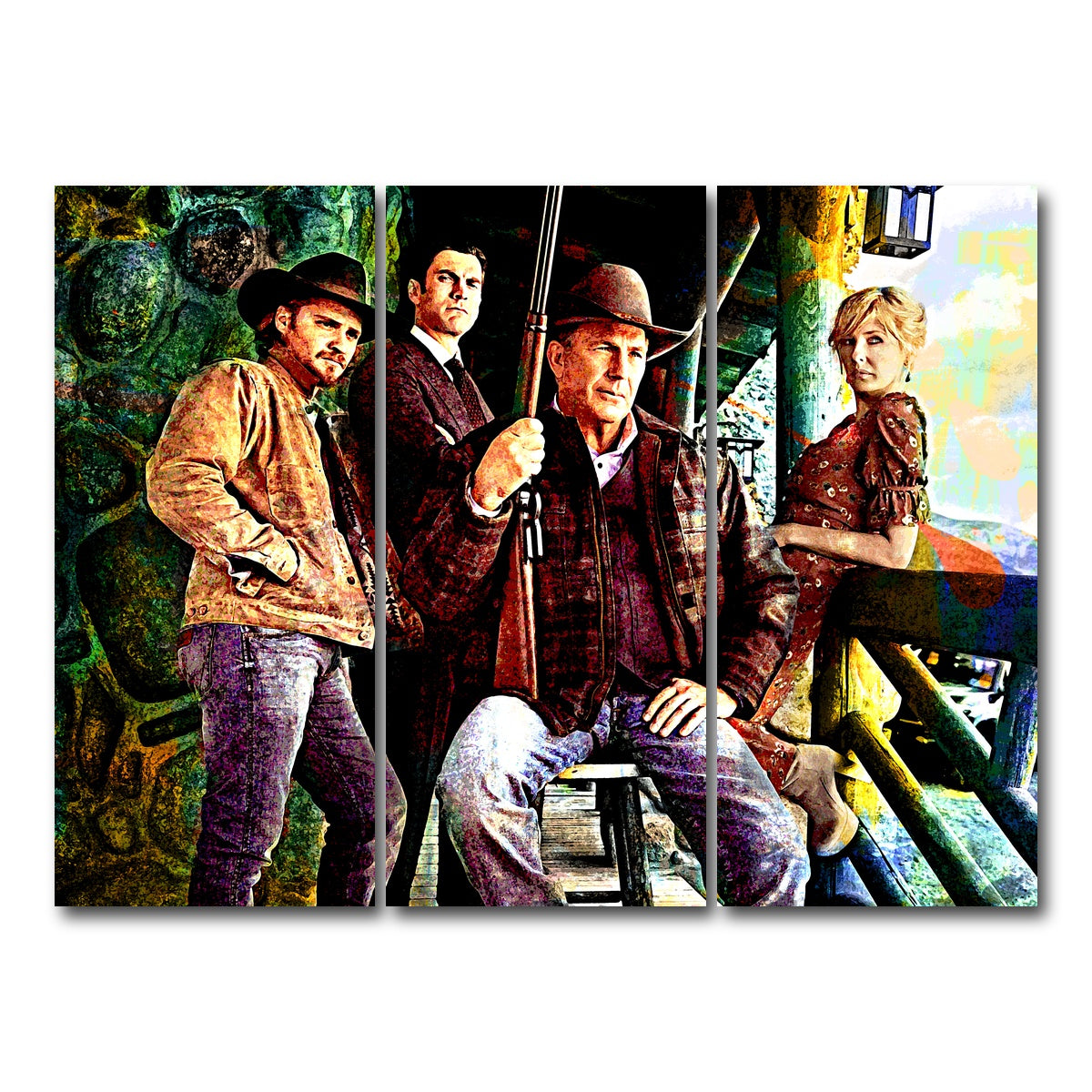 AUTO-MOCKUP WHITE | Yellowstone - Dutton Family | 3 Piece | Gallery Wrap Canvas | group=8x18