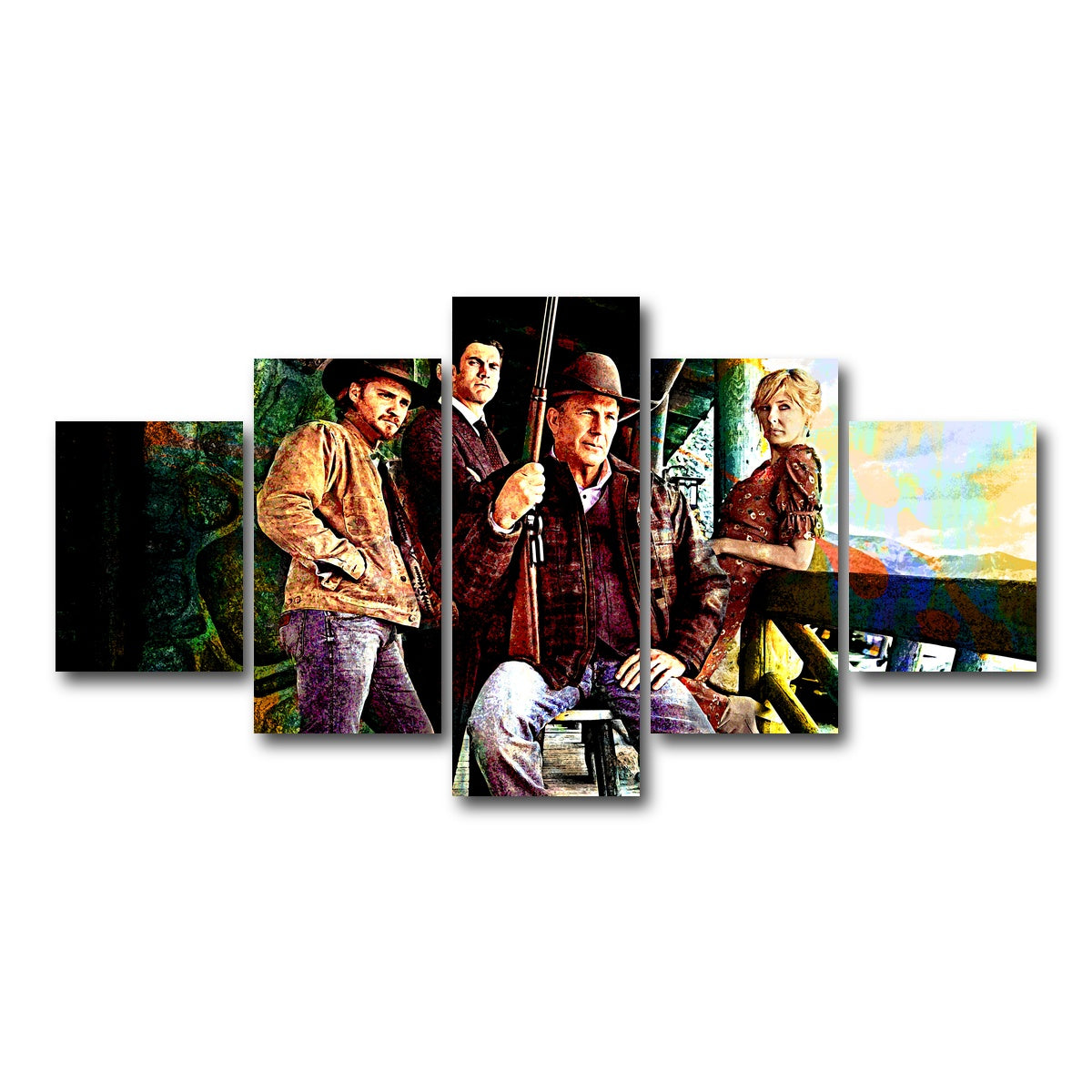 AUTO-MOCKUP WHITE | Yellowstone - Dutton Family | 5 Piece | Gallery Wrap Canvas | group=5_short