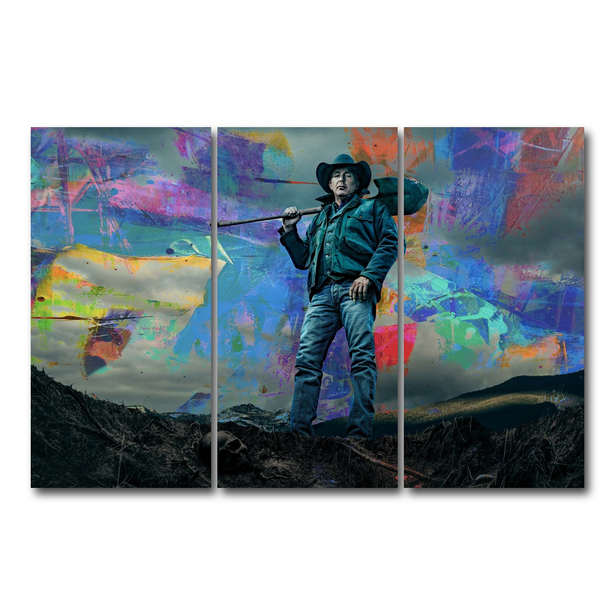 AUTO-MOCKUP WHITE | Yellowstone - John Dutton | 3 Piece | Gallery Wrap Canvas | group=12x24