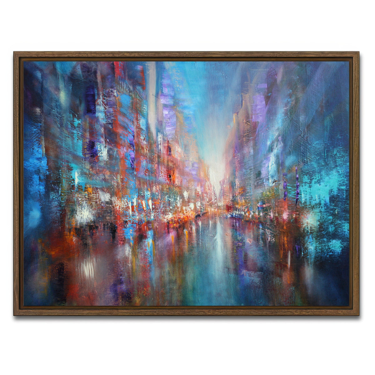 AUTO-MOCKUP WHITE | blue city | 1 Piece | Walnut Framed Canvas | group=4x3