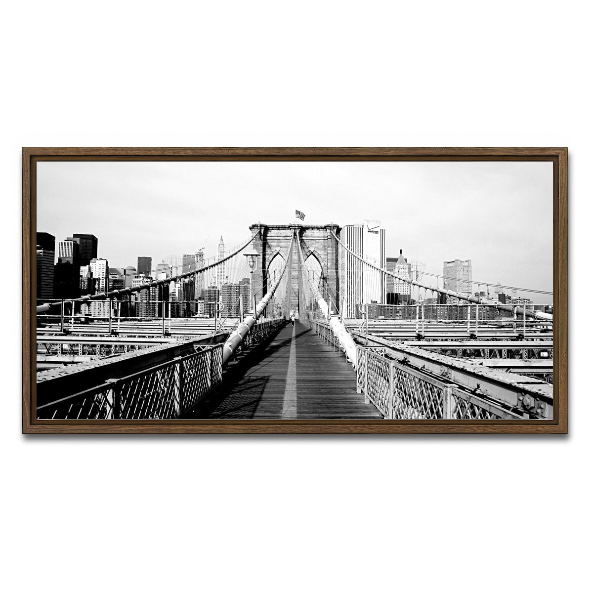AUTO-MOCKUP WHITE | brooklyn bridge flag | 1 Piece | Walnut Framed Canvas | group=2x1