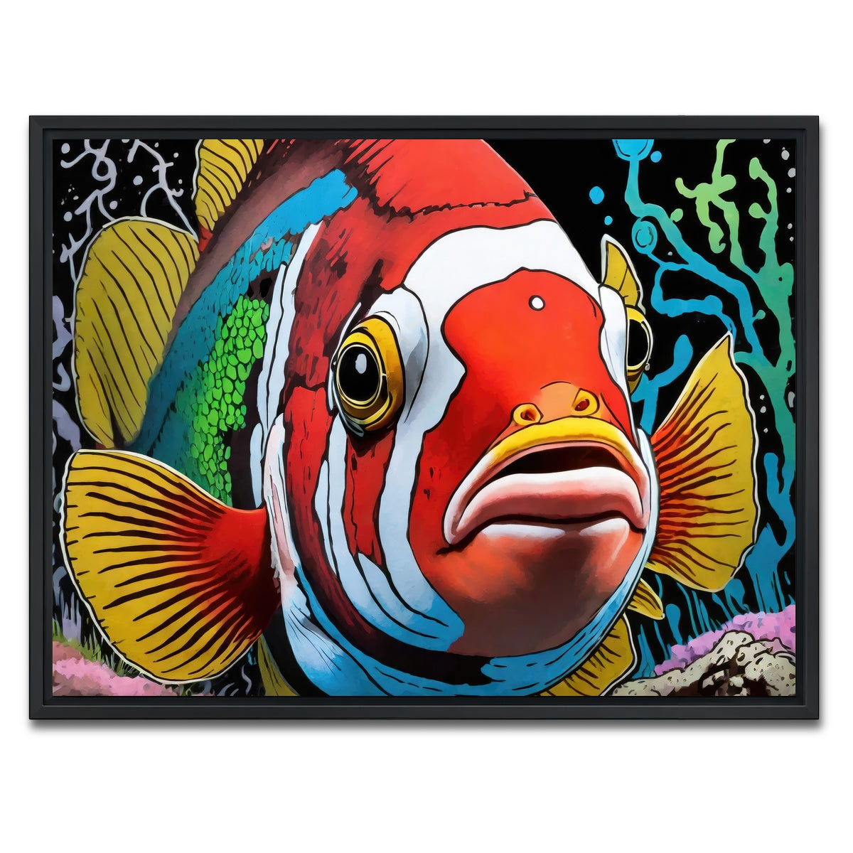 AUTO-MOCKUP WHITE | clown fish graffiti | 1 Piece | Black Framed Canvas | group=4x3