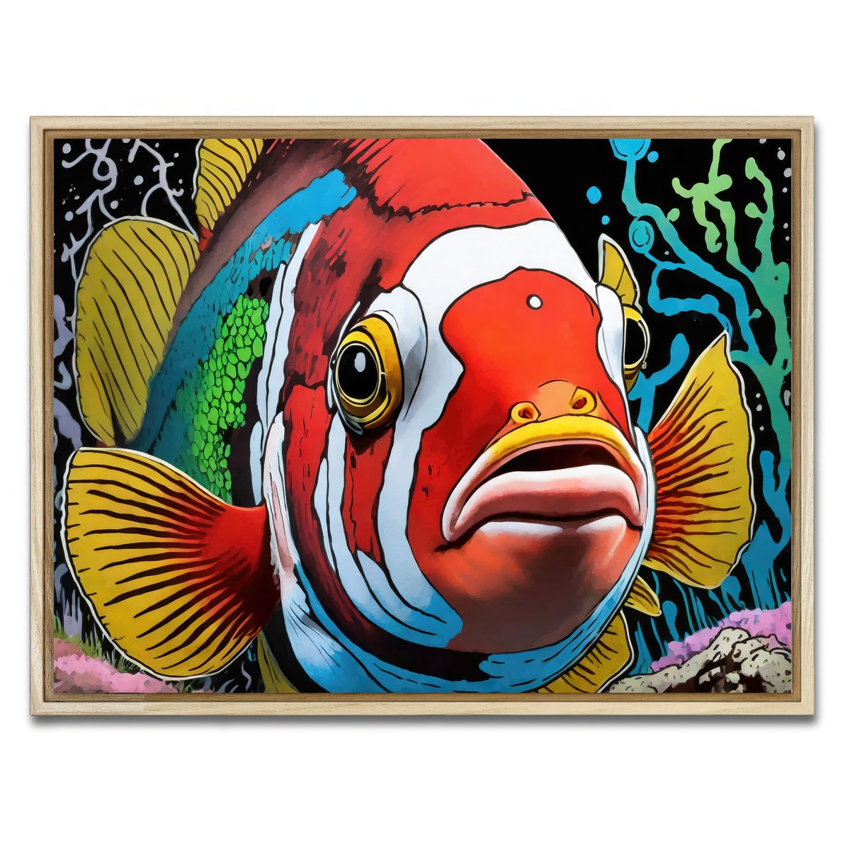 AUTO-MOCKUP WHITE | clown fish graffiti | 1 Piece | Natural Framed Canvas | group=4x3
