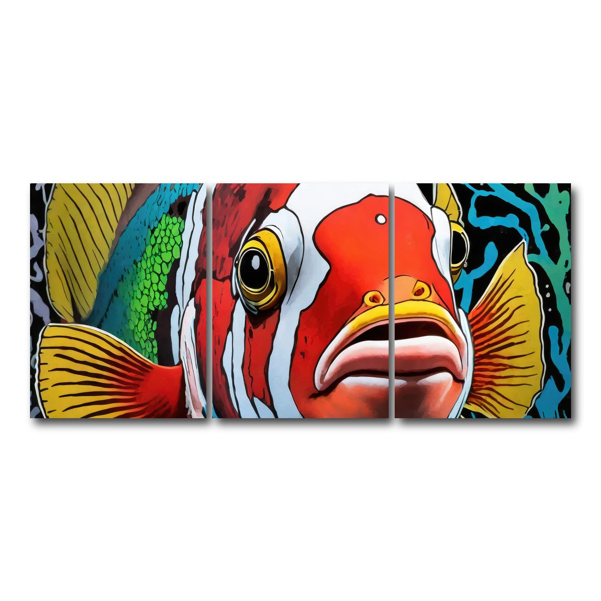 AUTO-MOCKUP WHITE | clown fish graffiti | 3 Piece | Gallery Wrap Canvas | group=18x24