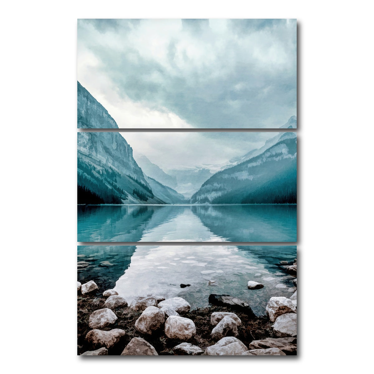 AUTO-MOCKUP WHITE | glacial lake | 3 Piece | Gallery Wrap Canvas | group=12x24_stacked