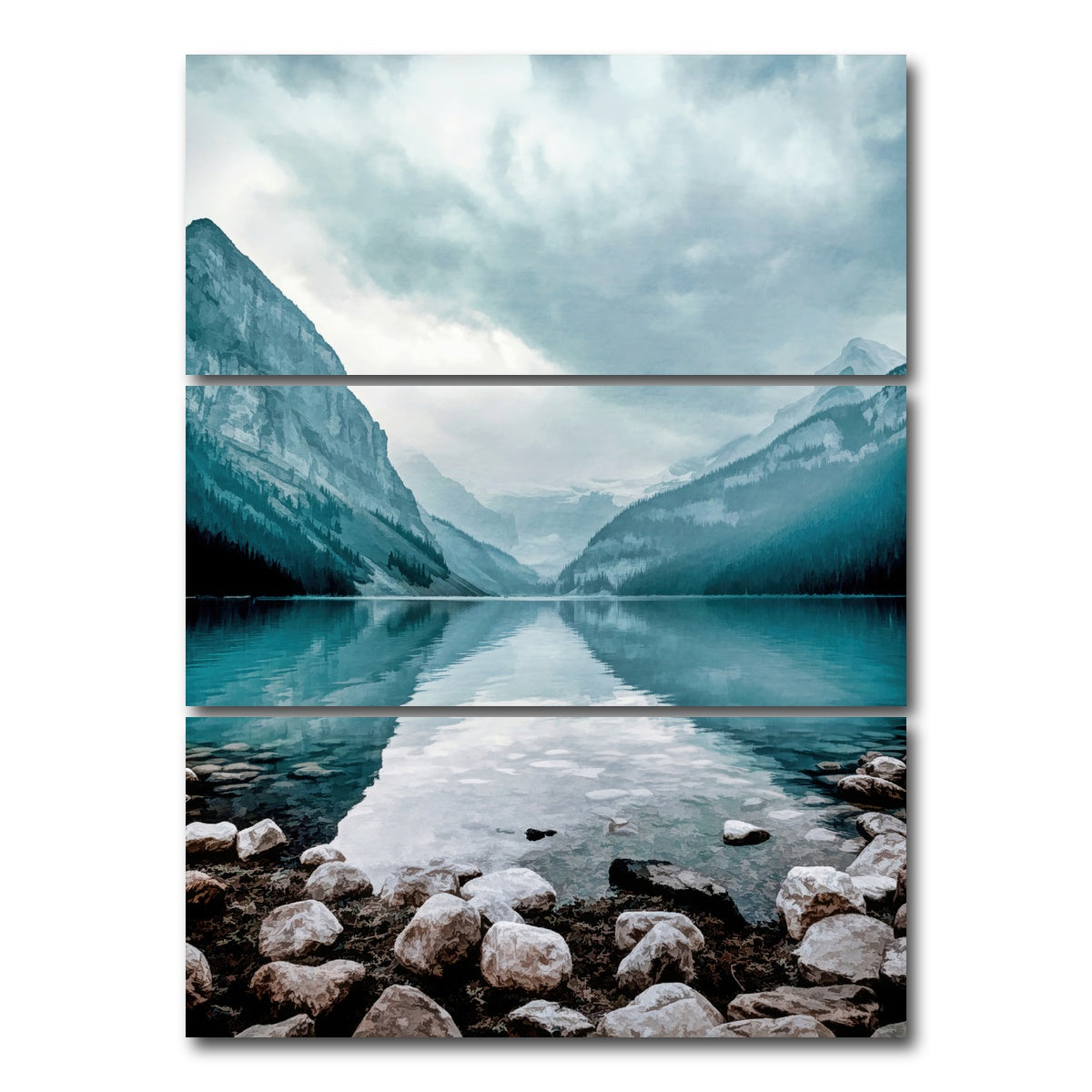 AUTO-MOCKUP WHITE | glacial lake | 3 Piece | Gallery Wrap Canvas | group=8x18_stacked
