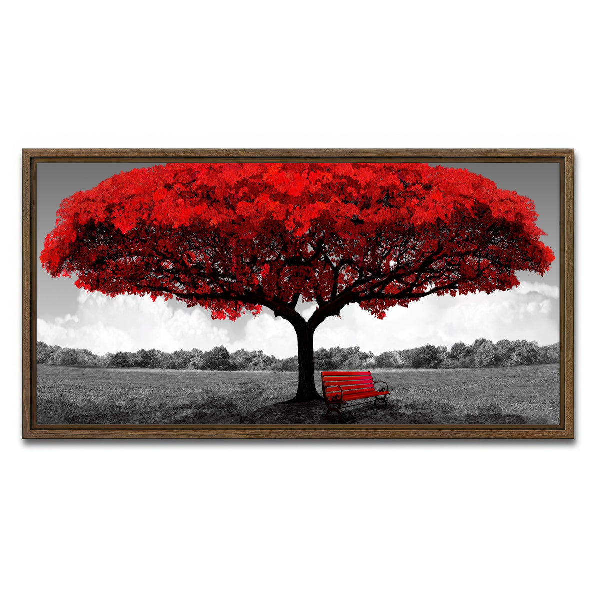 AUTO-MOCKUP WHITE | red tree | 1 Piece | Walnut Framed Canvas | group=2x1