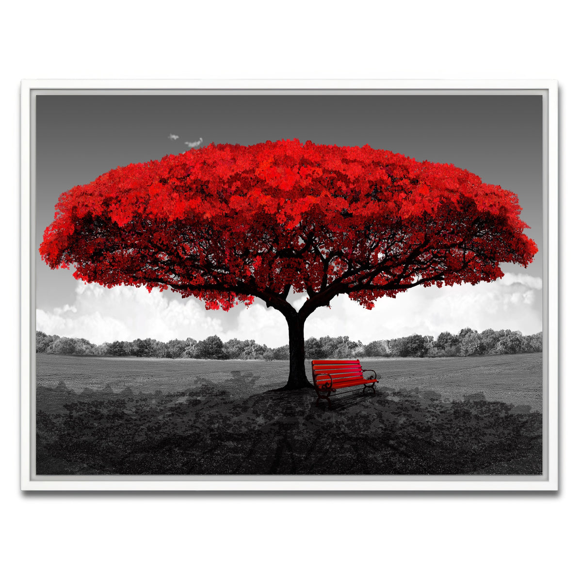 AUTO-MOCKUP WHITE | red tree | 1 Piece | White Framed Canvas | group=4x3