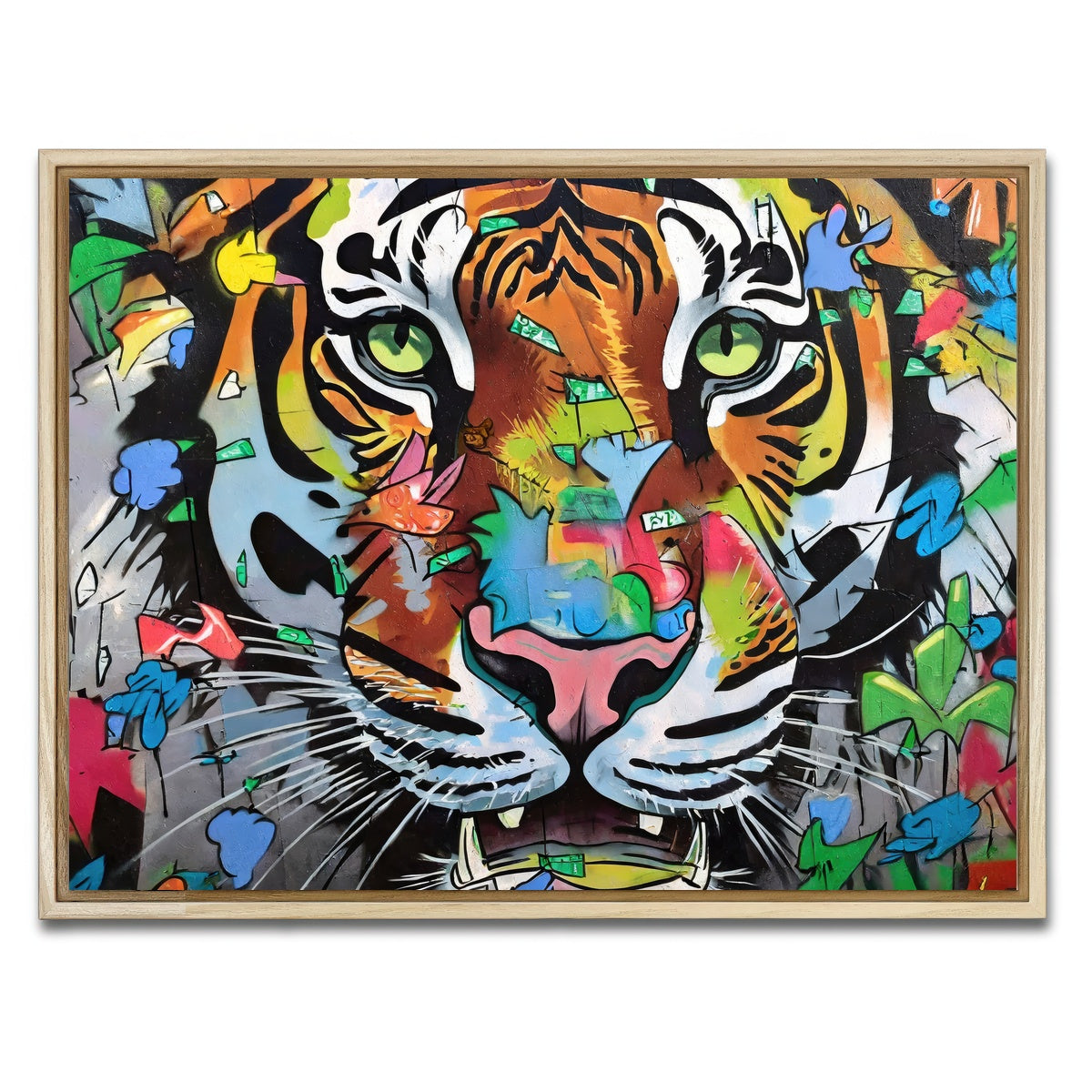AUTO-MOCKUP WHITE | tiger graffiti | 1 Piece | Natural Framed Canvas | group=4x3