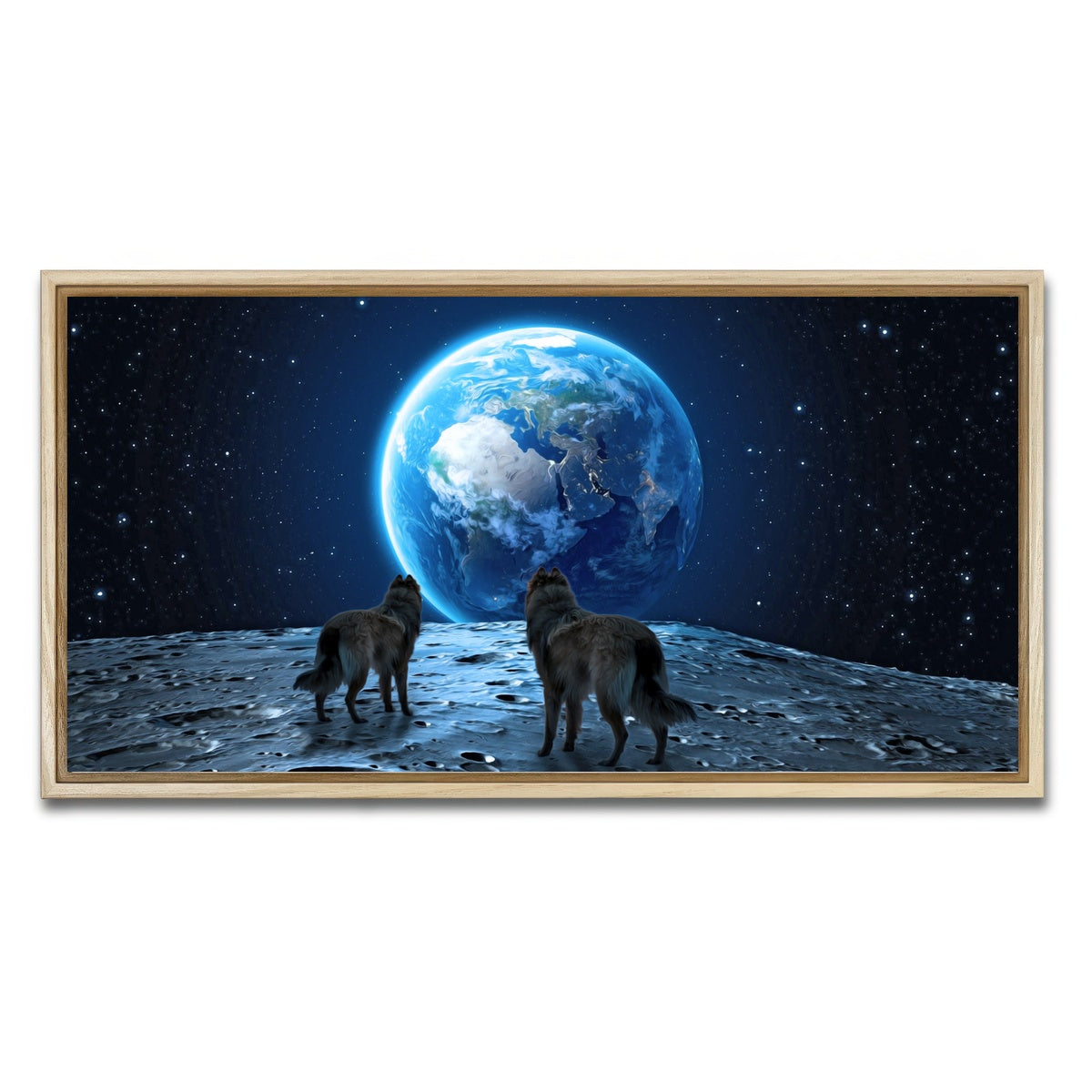 AUTO-MOCKUP WHITE | wolves on the moon | 1 Piece | Natural Framed Canvas | group=2x1