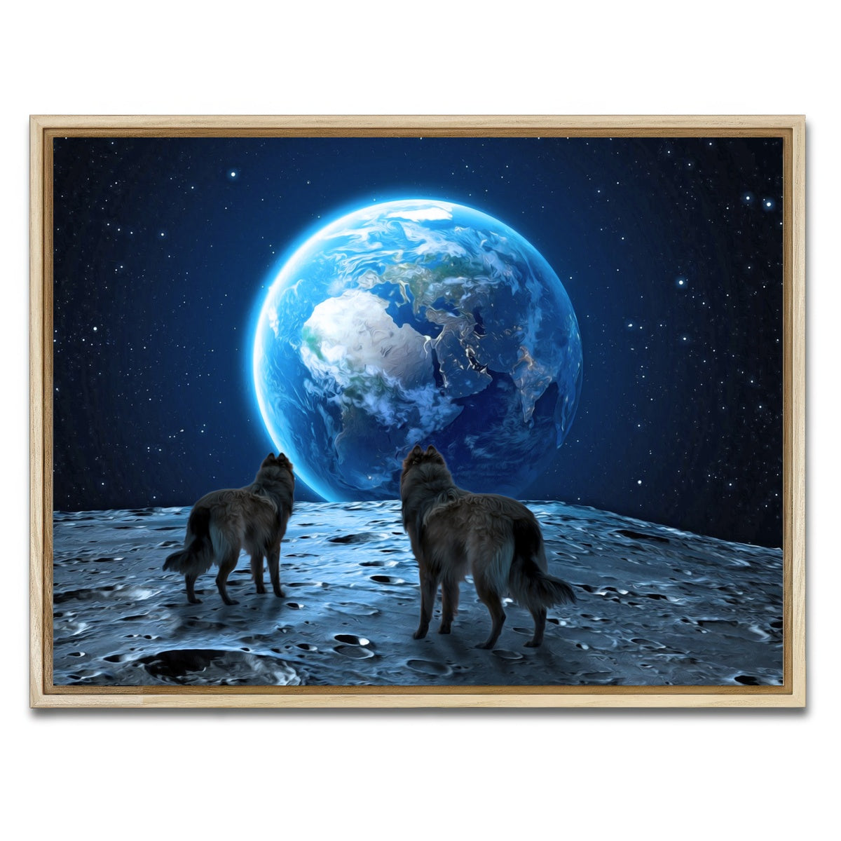 AUTO-MOCKUP WHITE | wolves on the moon | 1 Piece | Natural Framed Canvas | group=4x3