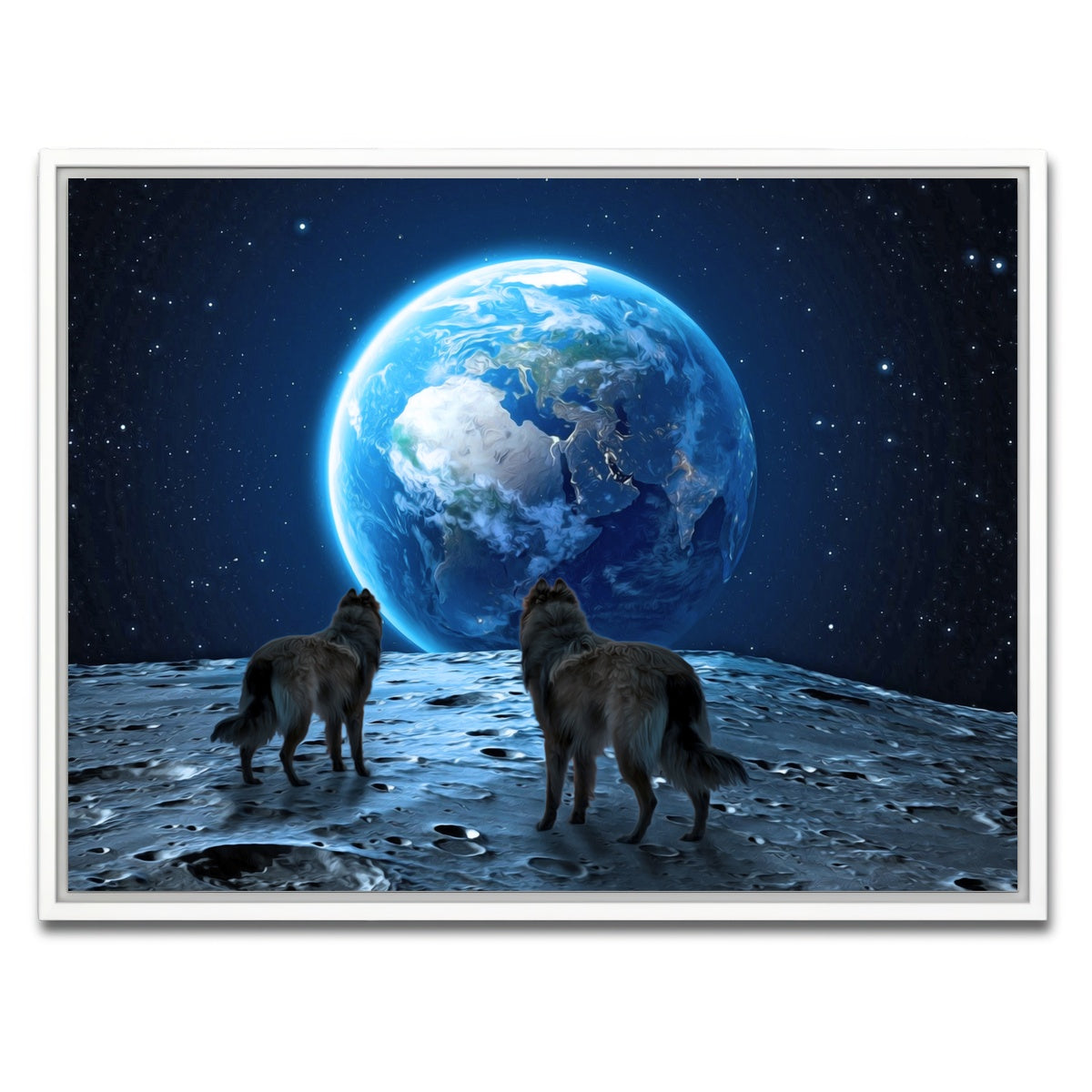 AUTO-MOCKUP WHITE | wolves on the moon | 1 Piece | White Framed Canvas | group=4x3