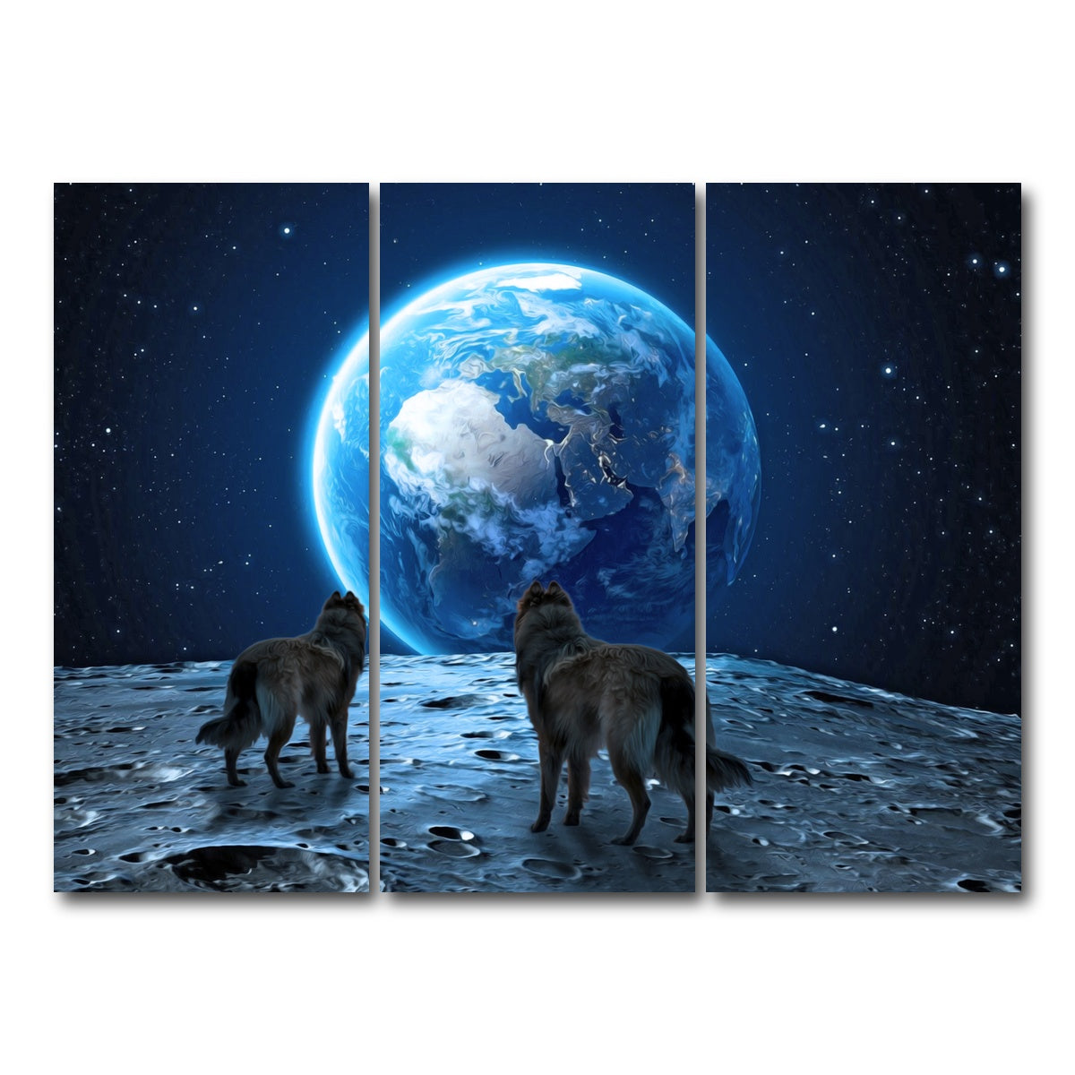 AUTO-MOCKUP WHITE | wolves on the moon | 3 Piece | Gallery Wrap Canvas | group=8x18