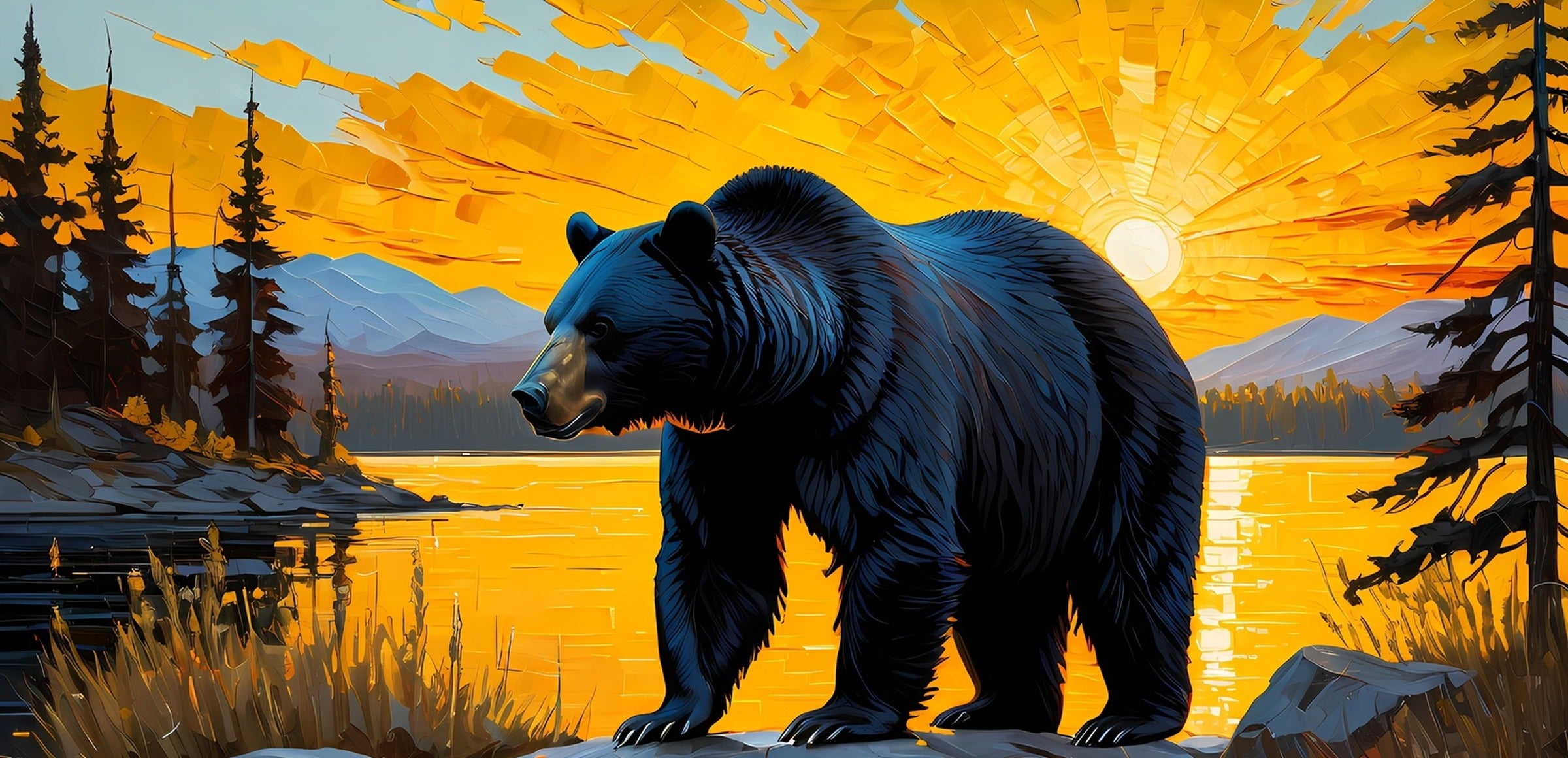 Bear Wall Art collection hero - Black Bear Sunset