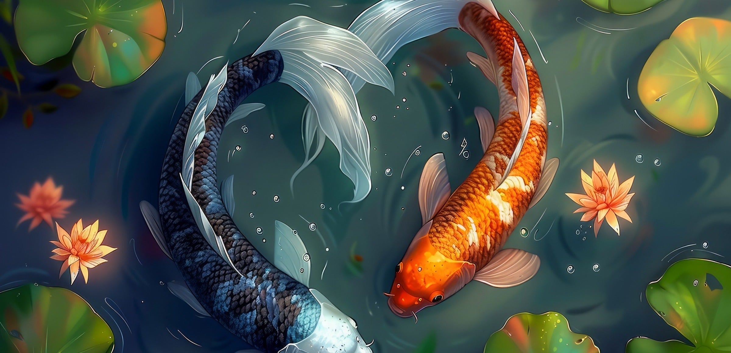 Freshwater Fish Wall Art collection hero - Yin and Yang Koi Fish