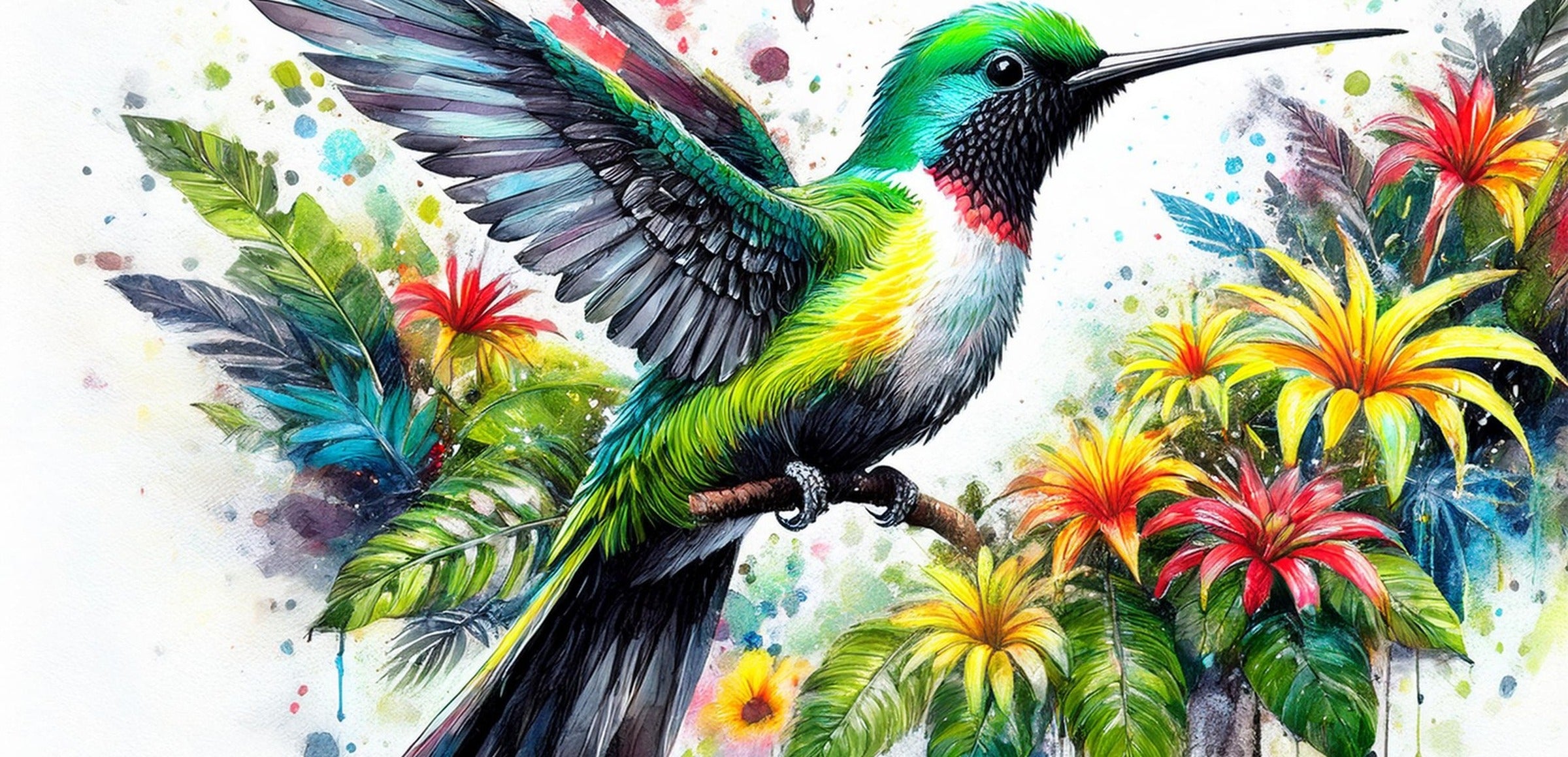 Bird Wall Art collection hero - Hummingbird Watercolor