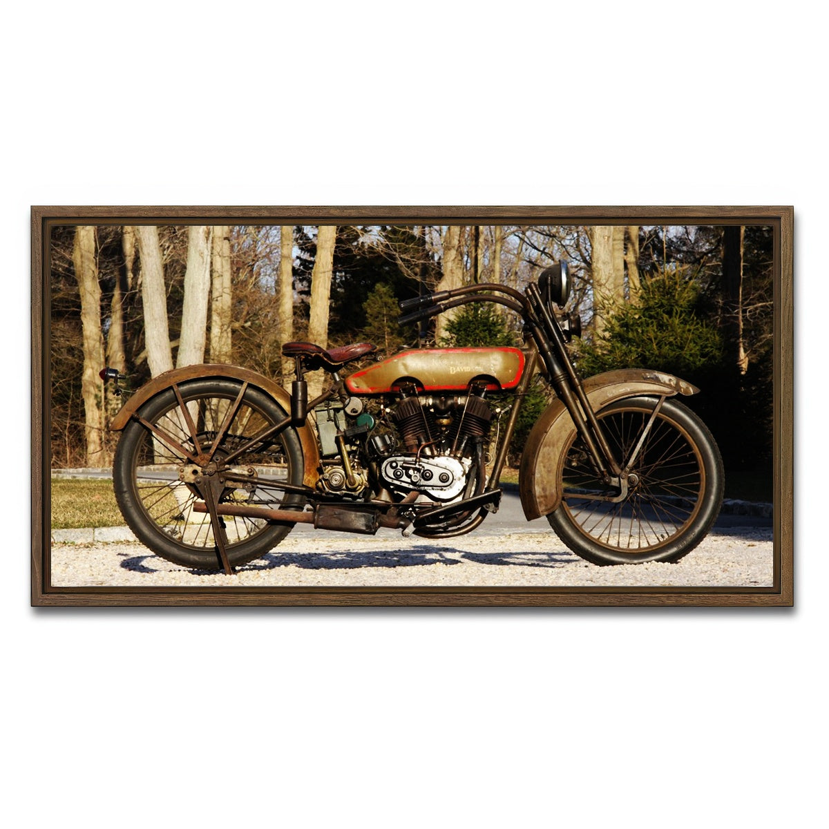 AUTO-MOCKUP WHITE | 1920's Harley Davidson | 1 Piece | Walnut Framed Canvas | group=2x1