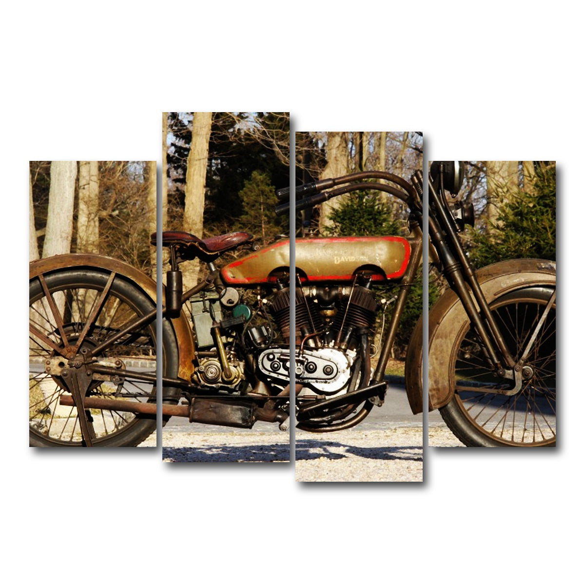 AUTO-MOCKUP WHITE | 1920's Harley Davidson | 4 Piece | Gallery Wrap Canvas | group=4_normal