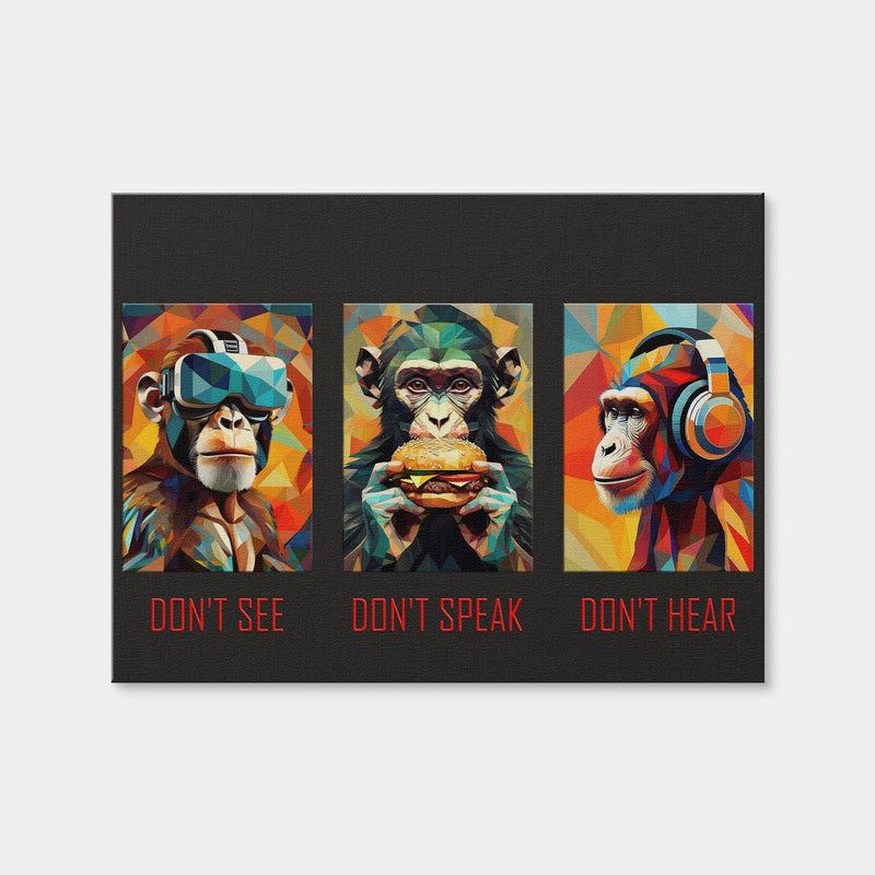 AUTO-MOCKUP WHITE | 3 Wise Monkeys | 1 Piece | Gallery Wrap Canvas | group=4x3