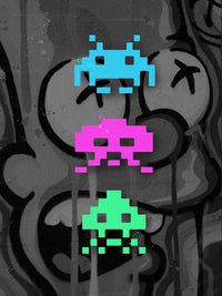 3 space invaders graffiti Wall Art