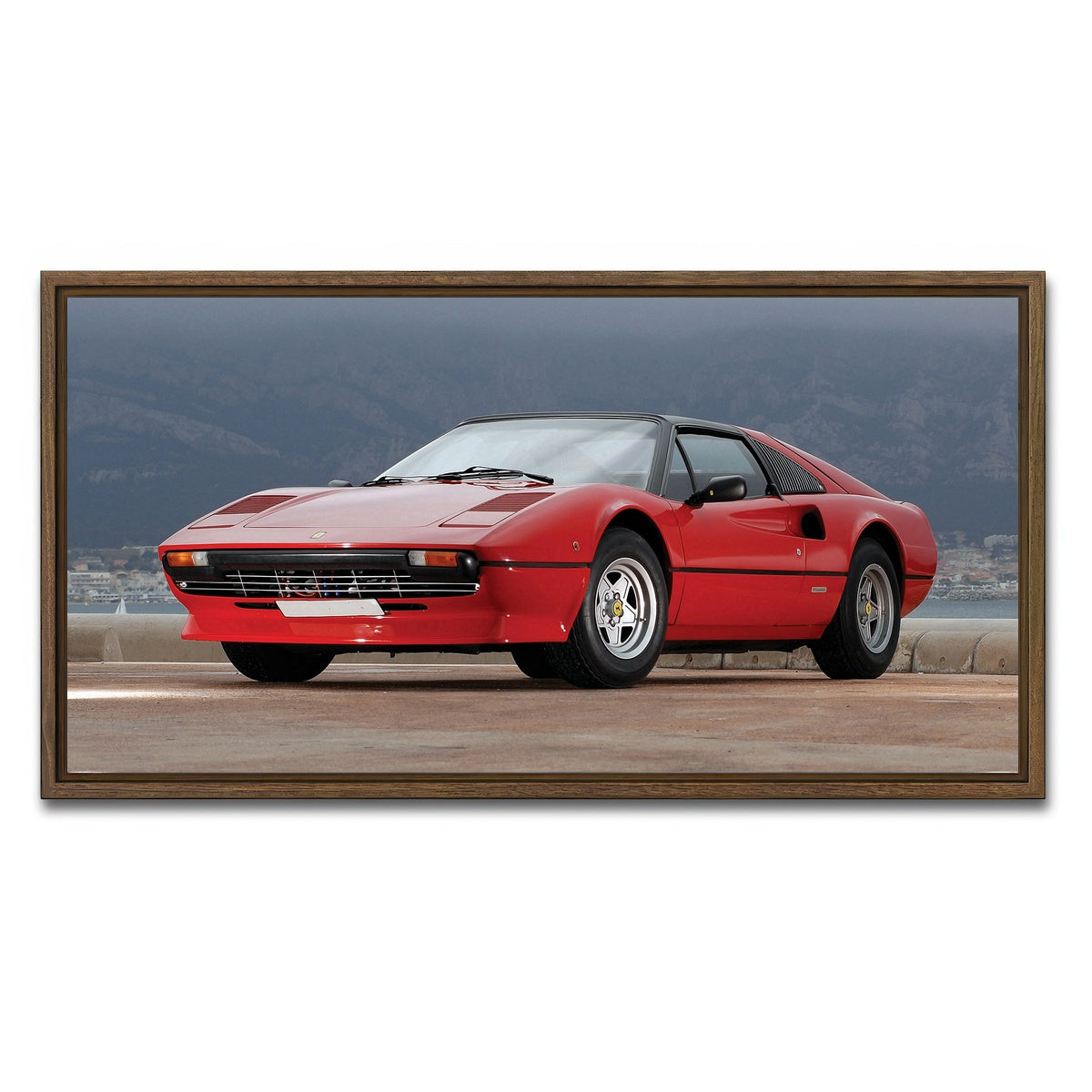 AUTO-MOCKUP WHITE | '77 Ferrari 308 GTS | 1 Piece | Walnut Framed Canvas | group=2x1