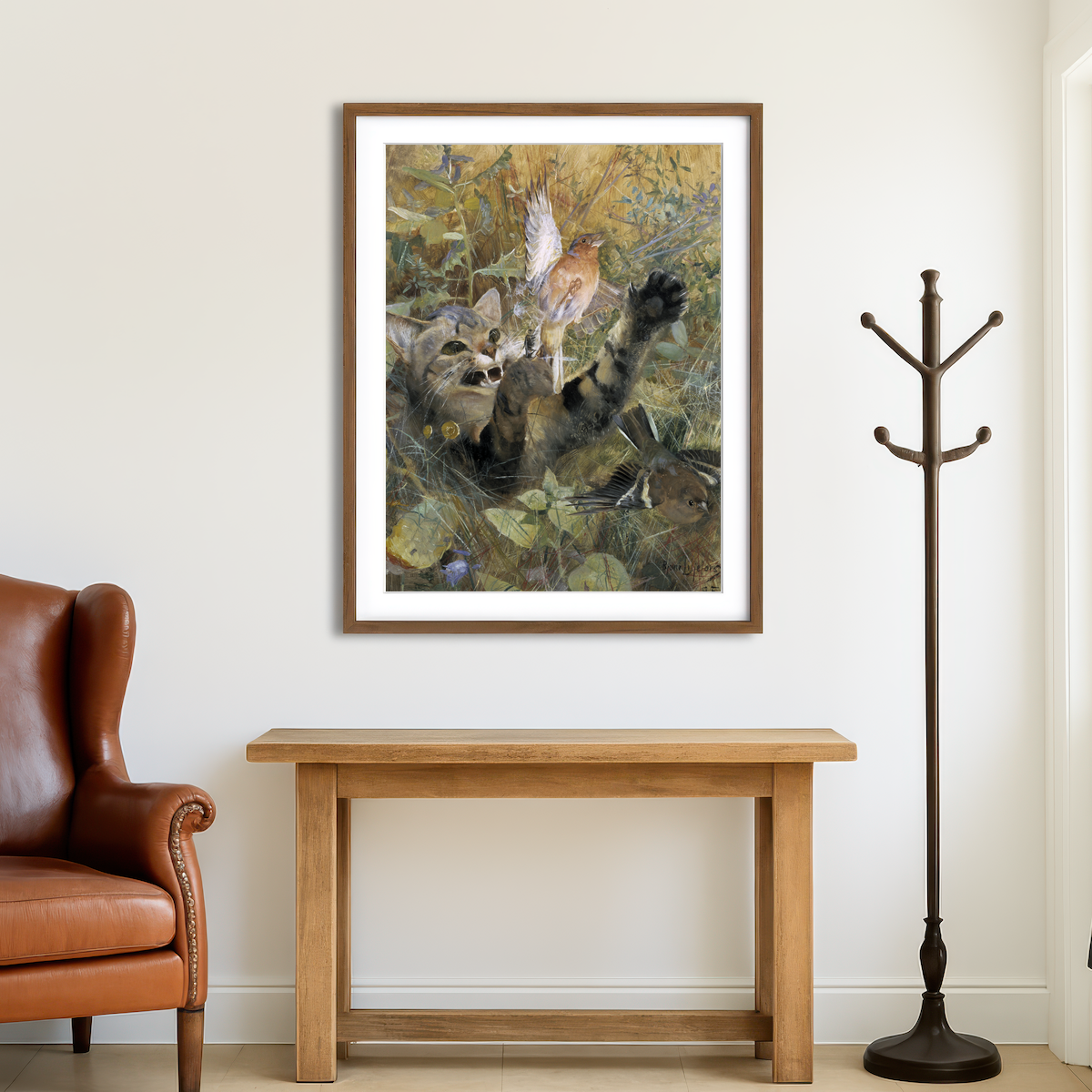 AUTO-MOCKUP ROOM | A Cat and a Chaffinch Wall Art