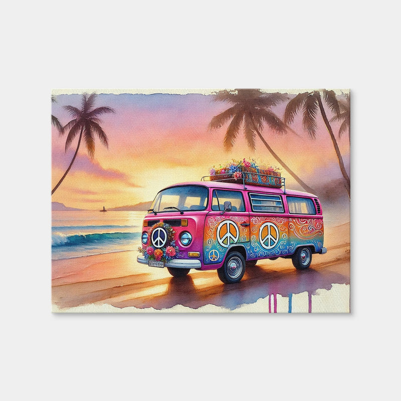 AUTO-MOCKUP WHITE | A Hippie Van on a Beach | 1 Piece | Gallery Wrap Canvas | group=4x3