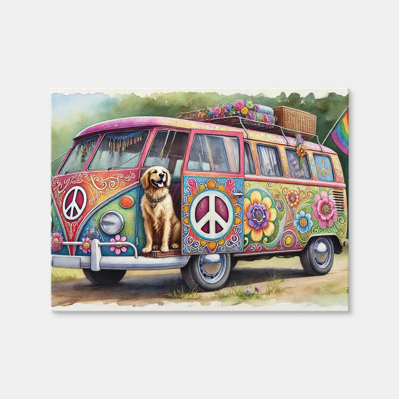 AUTO-MOCKUP WHITE | A Hippie Van with a Dog | 1 Piece | Gallery Wrap Canvas | group=4x3