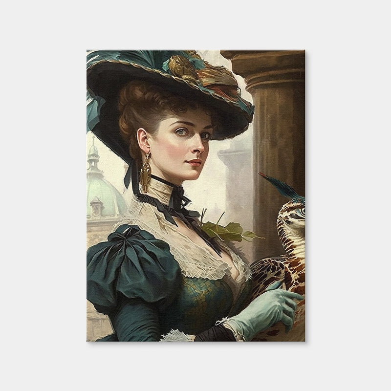 AUTO-MOCKUP WHITE | A Lady and Her Raptor | 1 Piece | Gallery Wrap Canvas | group=3x4