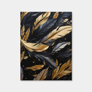 AUTO-MOCKUP WHITE | Abstract - Black Gold Feather 1 | 1 Piece | Gallery Wrap Canvas | group=3x4
