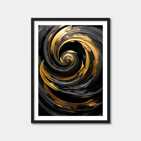 Abstract - Black Gold Waves 7 Wall Art — Framed Print Format preview
