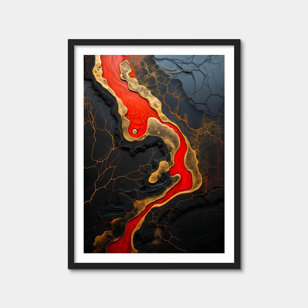 Abstract - Black Red Waves 5 Wall Art — Framed Print Format preview