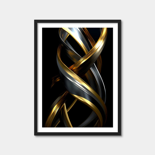 Abstract - Black Gold 3D Shape 1 Wall Art — Framed Print Format preview