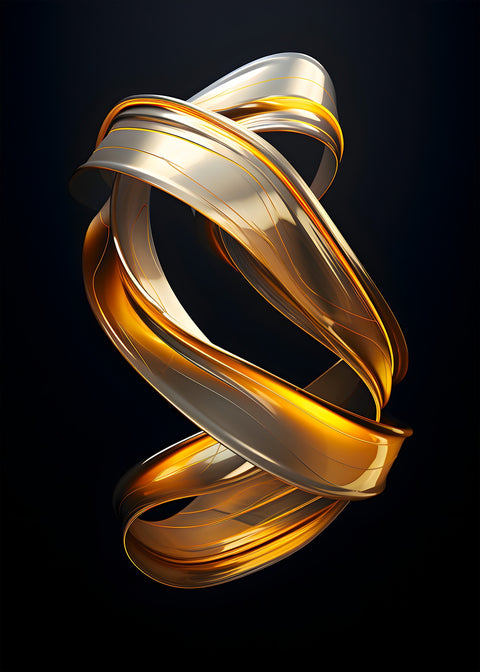 Abstract - Black gold 3D shape 3 Wall Art