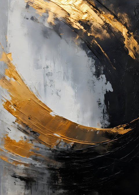 Abstract - Black gold shapes 3 Wall Art