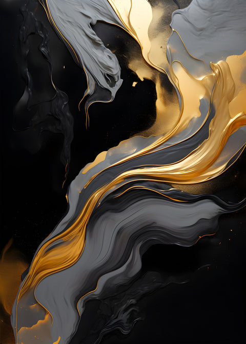 Abstract - Black gold waves 10 Wall Art