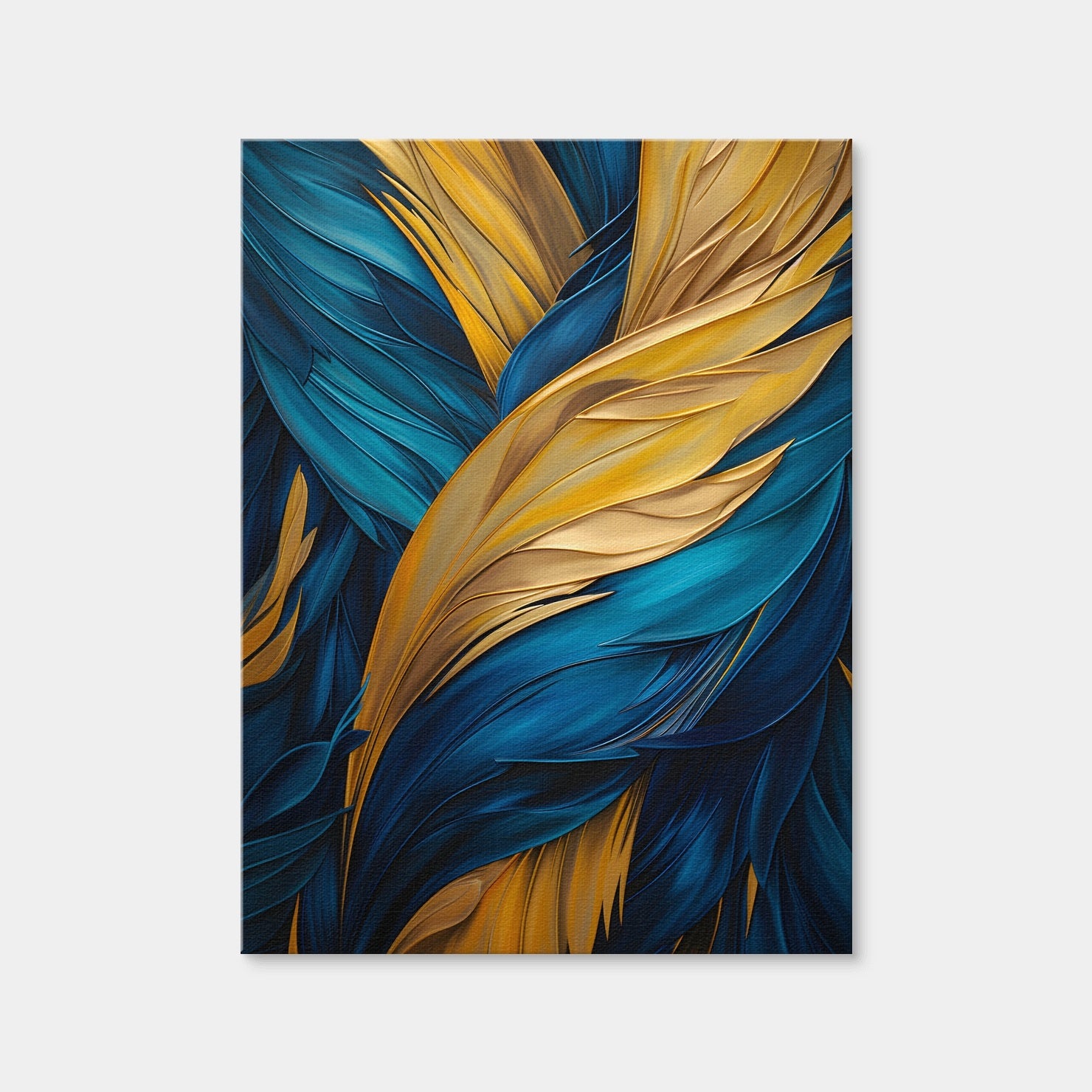 AUTO-MOCKUP WHITE | Abstract - Blue Gold Feather 4 | 1 Piece | Gallery Wrap Canvas | group=3x4