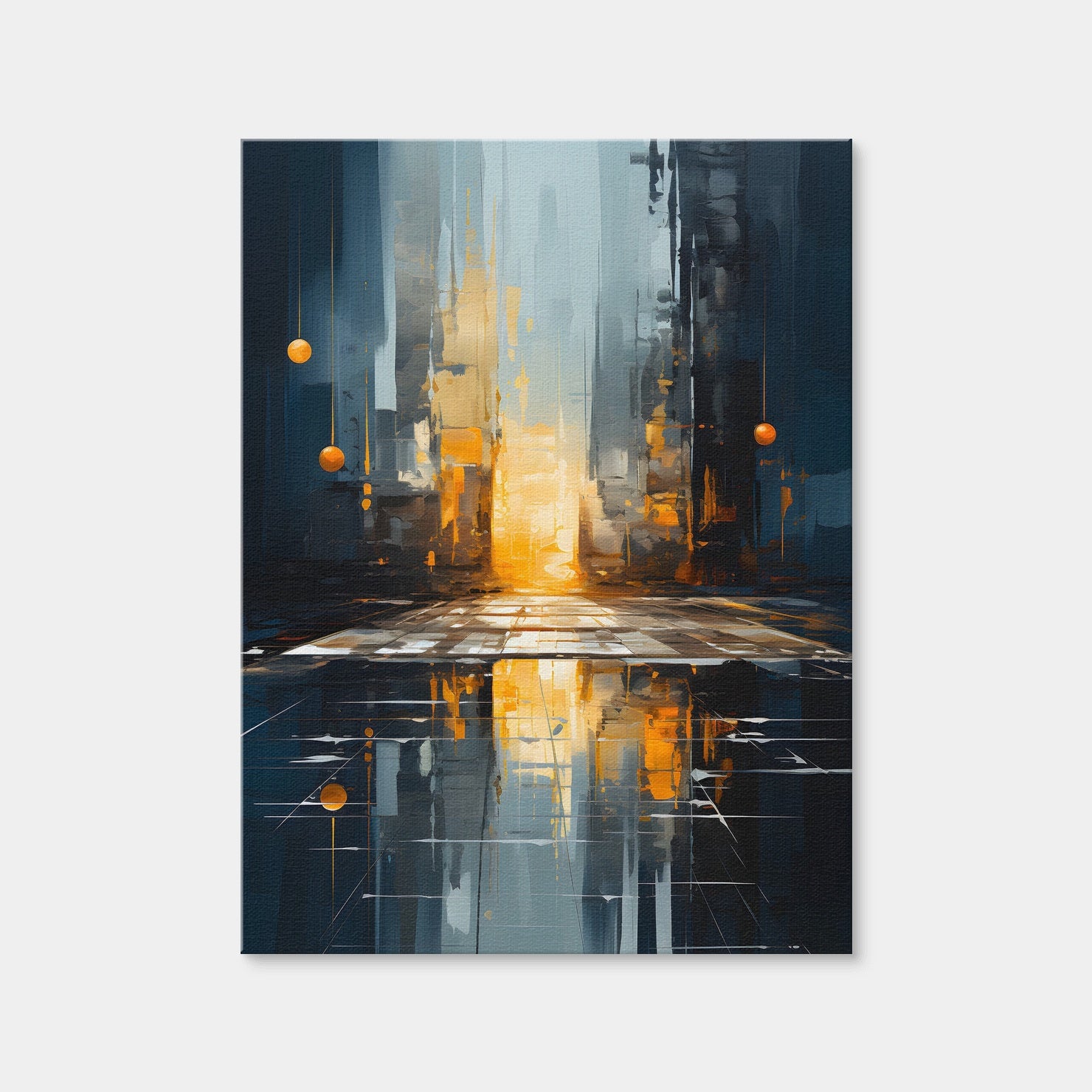 AUTO-MOCKUP WHITE | Abstract - Blue Gold Shapes 11 | 1 Piece | Gallery Wrap Canvas | group=3x4