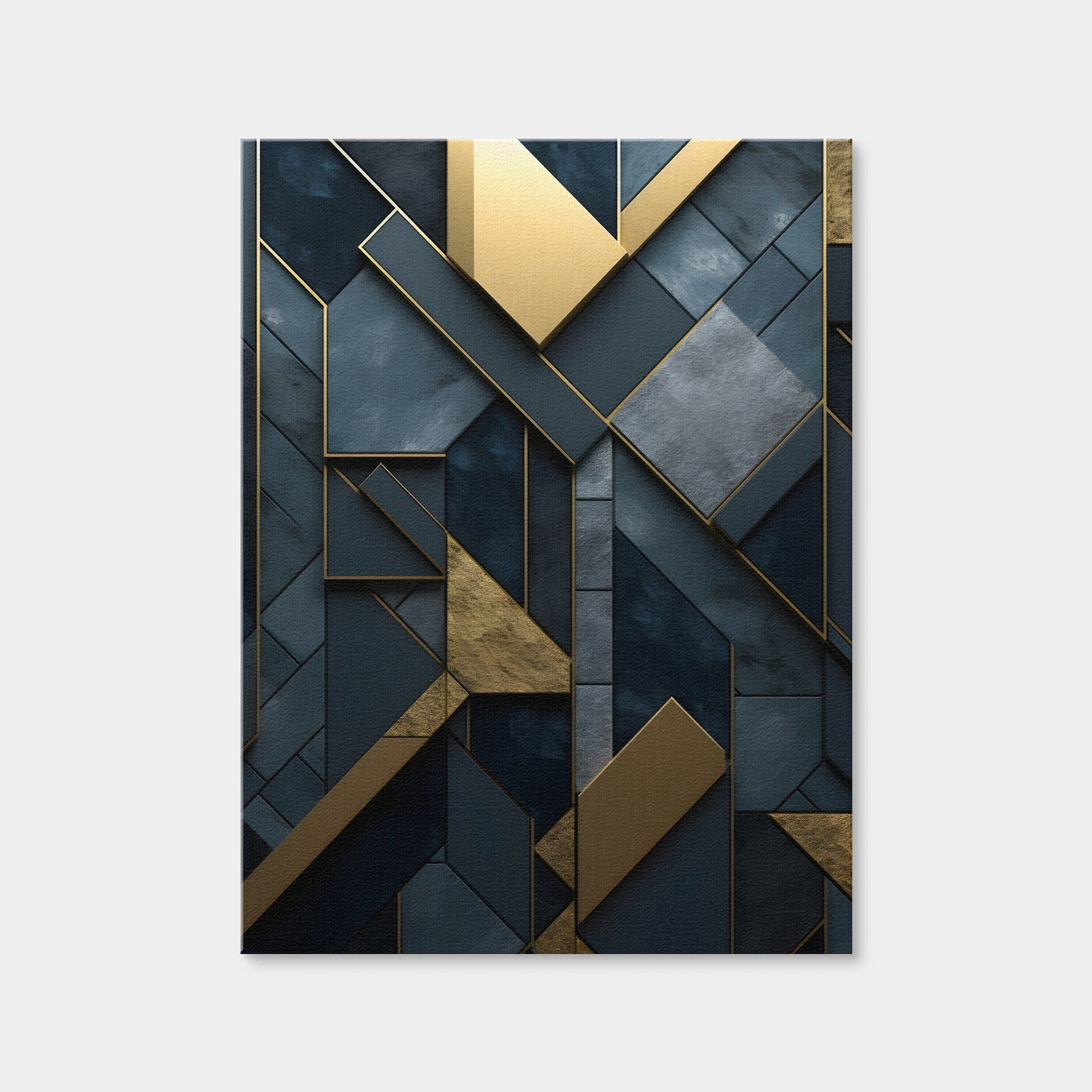 AUTO-MOCKUP WHITE | Abstract - Blue Gold Shapes 3 | 1 Piece | Gallery Wrap Canvas | group=3x4