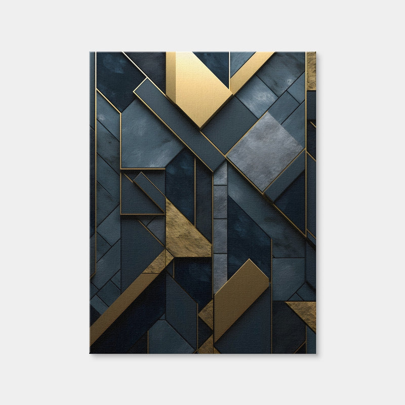 AUTO-MOCKUP WHITE | Abstract - Blue Gold Shapes 3 | 1 Piece | Gallery Wrap Canvas | group=3x4